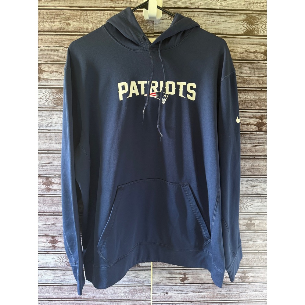 Nike New England Patriots Men's Therma-Fit Hoodie XL Navy Blue Pullover Logo